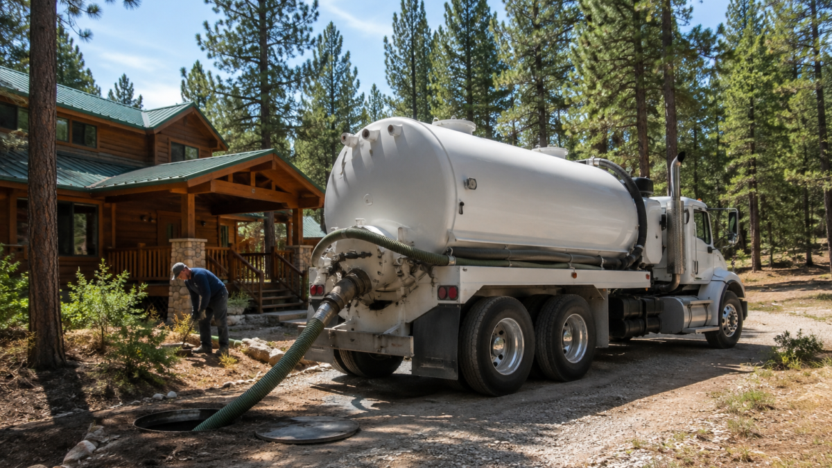 What Happens If You Skip Septic Pumping for Too Long? 4 Septic pumping truck servicing a residential property in the White Mountains area of Arizona