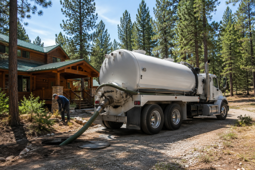 What Happens If You Skip Septic Pumping for Too Long? 6 Septic pumping truck servicing a residential property in the White Mountains area of Arizona